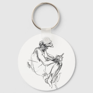Abstract Phone Addict Sketch Key Ring