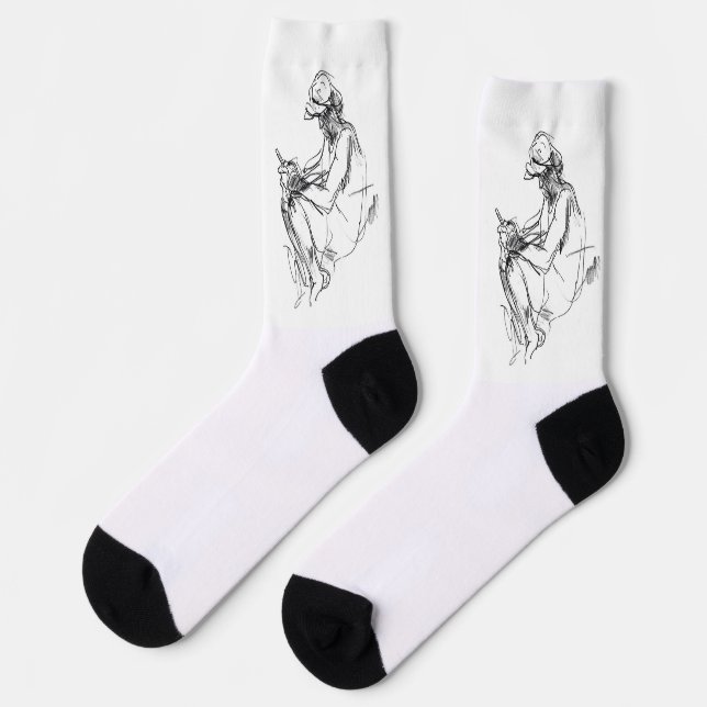 Abstract Phone Addict Sketch Socks (Left)