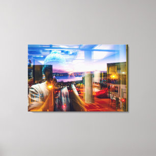 Abstract photographer of dawn in the city canvas print