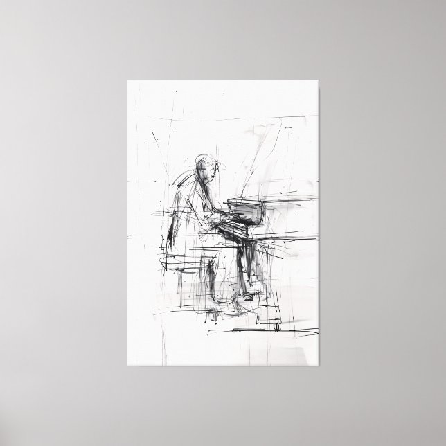 Abstract Pianist – Expressive Music Canvas Print (Front)
