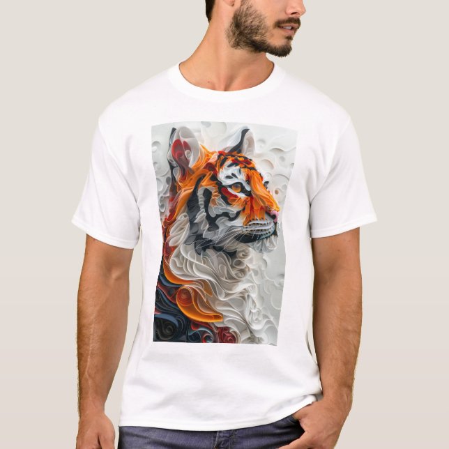 Abstract Picasso Style Tiger 3D Graphic T-Shirt (Front)