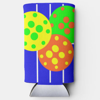 Abstract pickleball court & balls seltzer can cooler