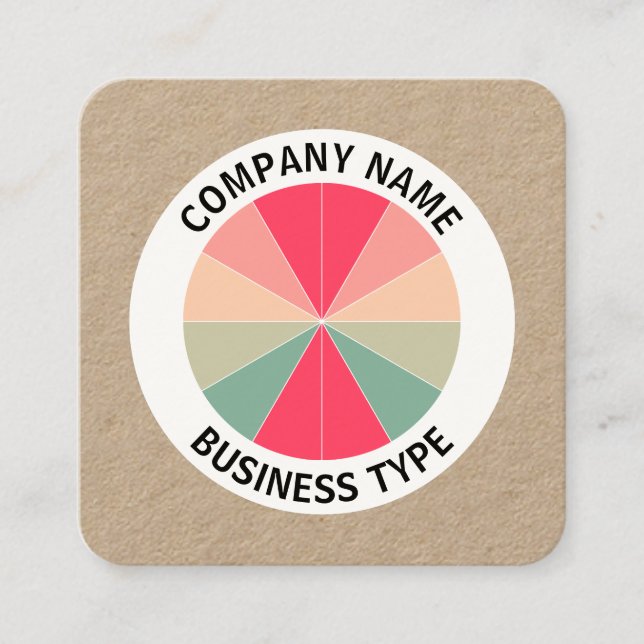 Abstract Pie 03 - kraft Square Business Card (Front)