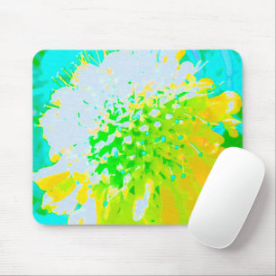 Abstract Pincushion Flower in Yellow and Green Mouse Pad