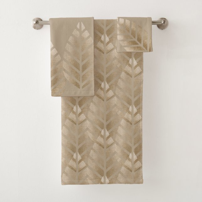 Abstract Pine Cones Of Copper And Platinum Pattern Bath Towel Set (Insitu)