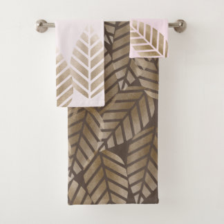 Abstract Pine Cones Of Copper And Platinum Pattern Bath Towel Set