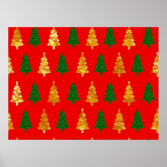 Abstract Pine Trees with Foil Texture Seamless Chr Poster (Front)