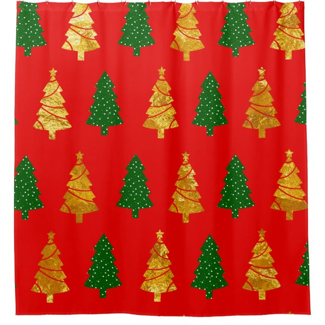 Abstract Pine Trees with Foil Texture Seamless Chr Shower Curtain (Front)