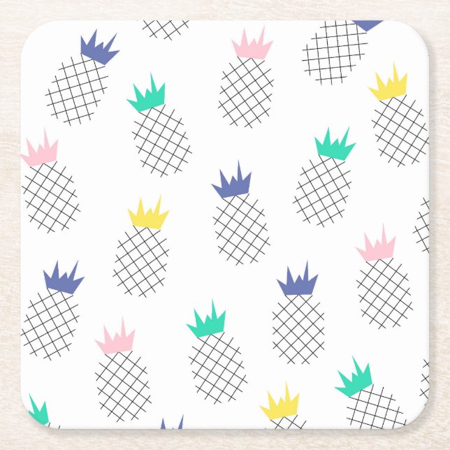 Abstract Pineapples 2 Square Paper Coaster (Front)