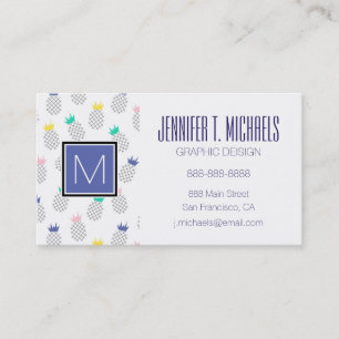 Abstract Pineapples Monogram Business Card