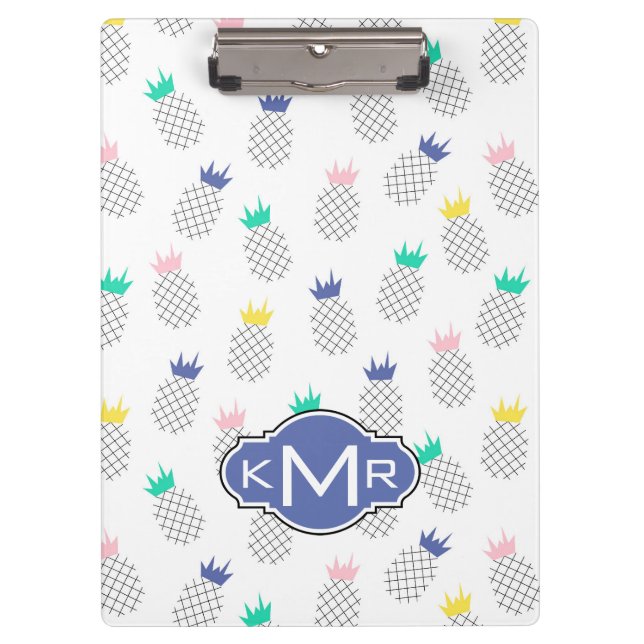 Abstract Pineapples | Monogram Clipboard (Front)