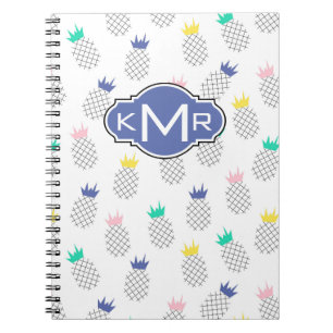 Abstract Pineapples   Monogram Spiral Notebook