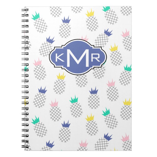 Abstract Pineapples | Monogram Spiral Notebook (Front)