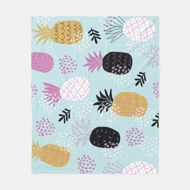 Abstract Pineapples Scandinavian Style Pattern Fleece Blanket (Front)