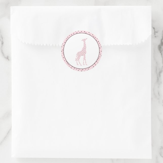 Abstract Pink and Brown Spotted Giraffe Classic Round Sticker (Bag)