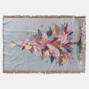 Abstract Pink and Gold Impasto Christmas Tree Throw Blanket