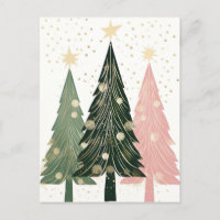 Abstract pink and green Christmas trees