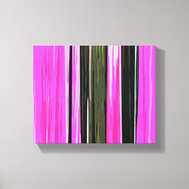 Abstract Pink And Green Vertical Stripes 704 Canvas Print (Front)