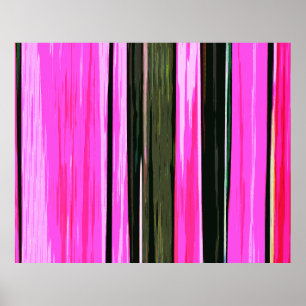 Abstract Pink And Green Vertical Stripes 704 Poster