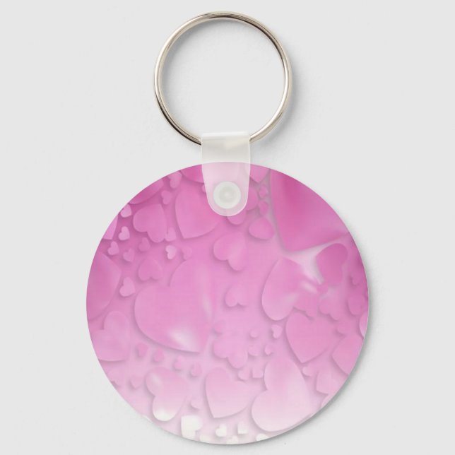 abstract pink and white hearts key ring (Front)