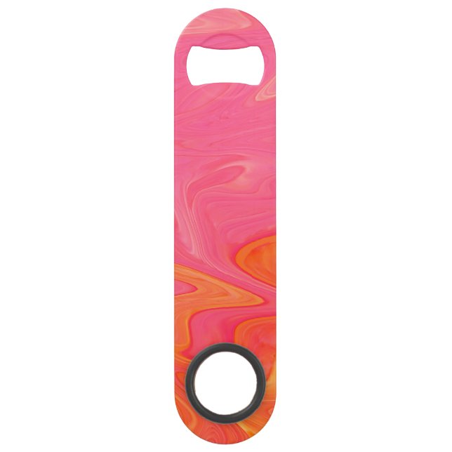 Abstract Pink and Yellow Gold Beer Bottle Opener (Front)