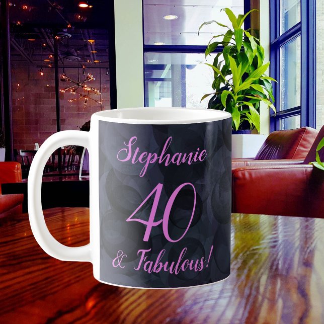 Abstract Pink Black 40 and Fabulous Birthday Coffee Mug (Creator Uploaded)