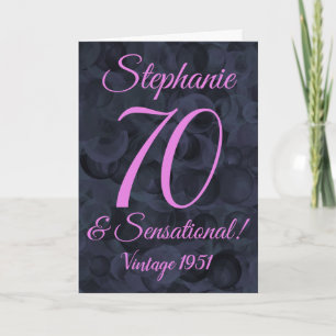 Abstract Pink Black 70 and Sensational Birthday Card