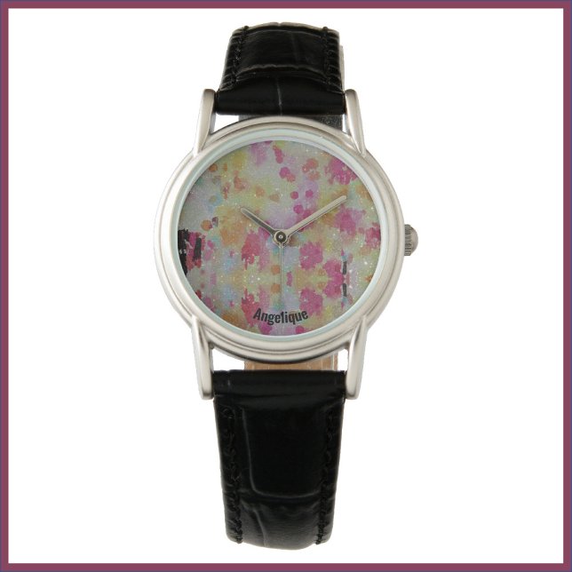 Abstract Pink Black and Yellow    Watch (Creator Uploaded)