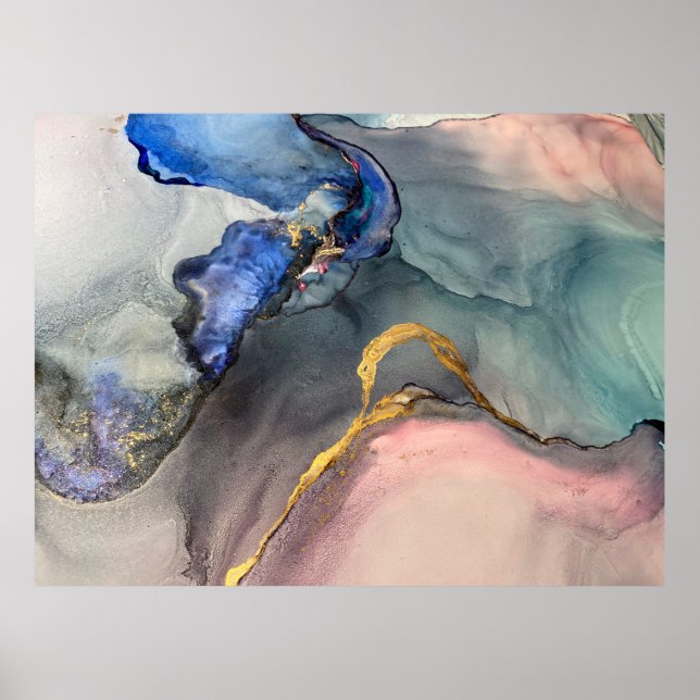 Abstract pink-blue background with beautiful smudg poster (Front)