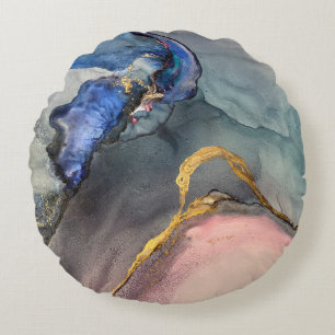 Abstract pink-blue background with beautiful smudg round cushion