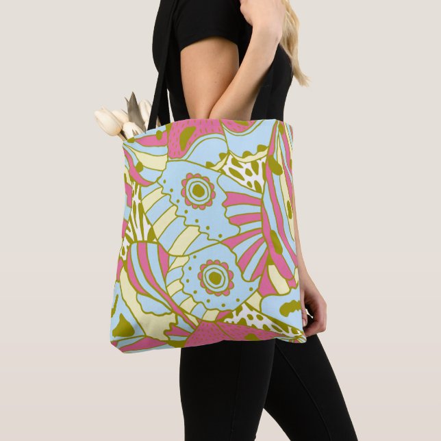 Abstract Pink Blue Butterfly Wing  Tote Bag (Close Up)