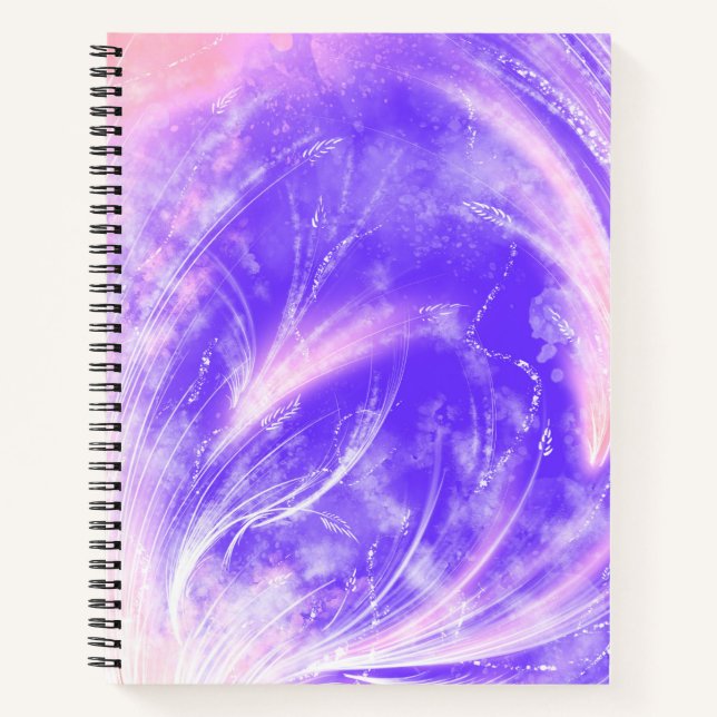 Abstract Pink Blue Dandelions and fireflies Notebook (Front)