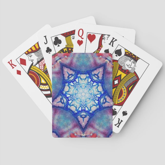 ABSTRACT PINK BLUE  FUCHSIA STAR PLAYING CARDS (Back)
