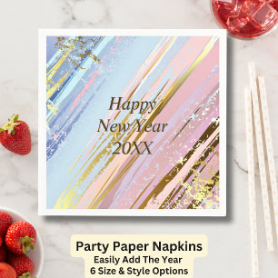 Abstract Pink Blue Gold Happy New Year 20xx Napkin