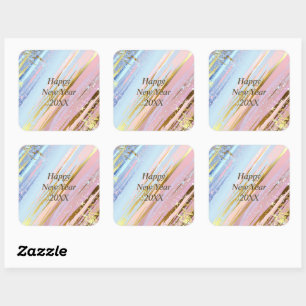 Abstract Pink Blue Gold Happy New Year 20xx Square Sticker