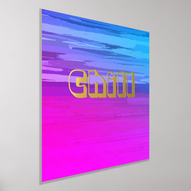 Abstract Pink Blue Ombre Gold Typography Foil Prints (Laydown)
