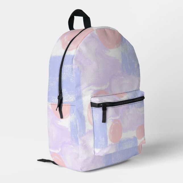 Abstract Pink Blue Purple Pattern Printed Backpack (Back Corner Left)