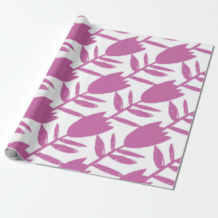 Abstract pink bluebell flowers seamless pattern on wrapping paper