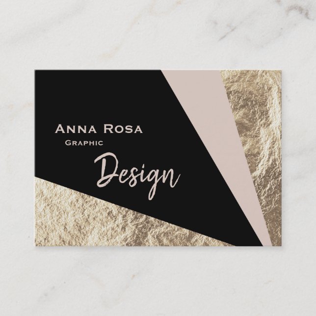 *~* Abstract Pink Blush Gold Foil Geometric Business Card (Front)