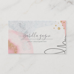 Abstract Pink Blush Gold Glitter Watercolor Shapes Business Card
