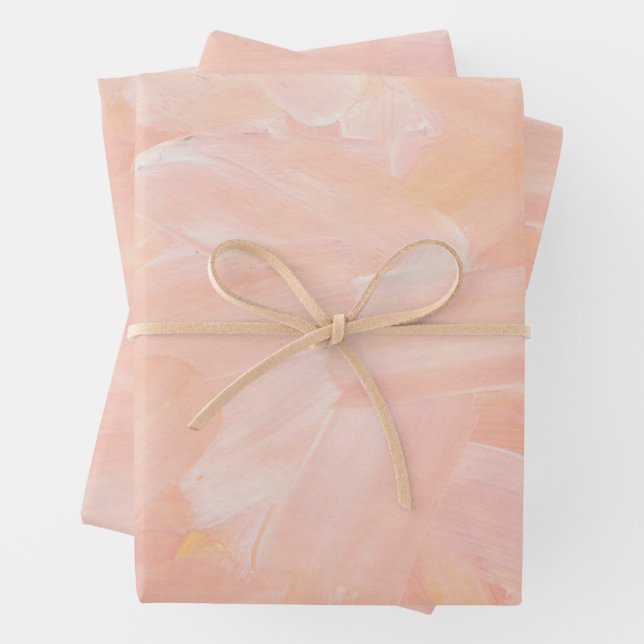 Abstract pink blush hand painted brush stroke wrapping paper sheet (In situ)