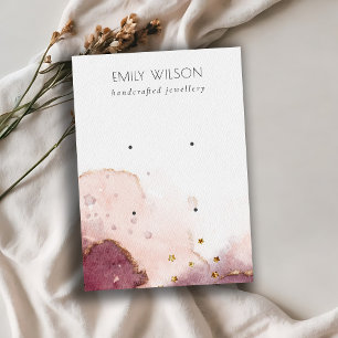 Abstract Pink Blush Watercolor 2 Earring Display Business Card
