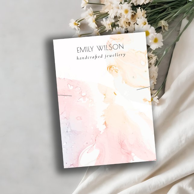 Abstract Pink Blush Watercolor Necklace Display Business Card (Creator Uploaded)