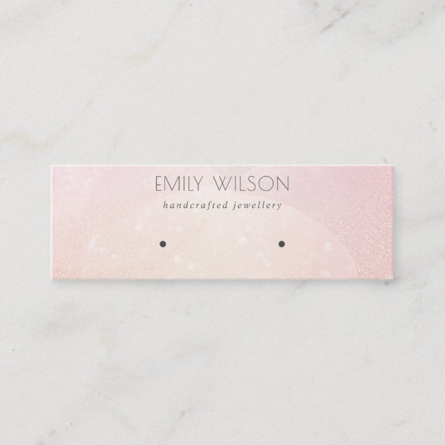Abstract Pink Bokeh Holographic Earring Display Mini Business Card (Front)