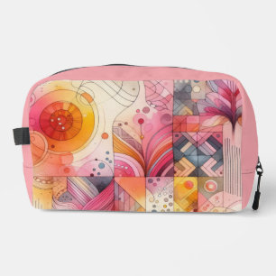 Abstract Pink Colorful Geometric Design Dopp Kit