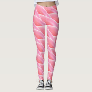 Abstract Pink Curly Wave Pattern Leggings