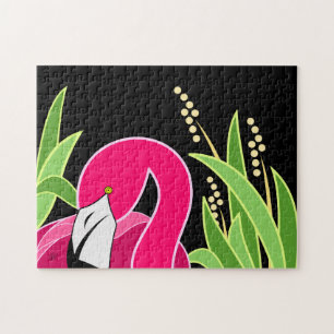 Abstract Pink Flamingo Art Jigsaw Puzzle