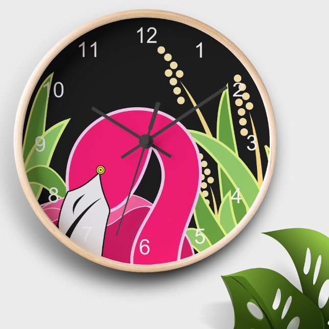 Abstract Pink Flamingo Round Clock (Creator Uploaded)