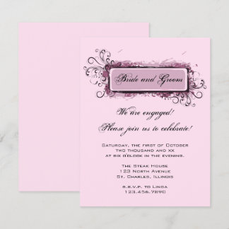 Abstract Pink Floral Engagement Party Invitation