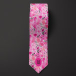 Abstract Pink Floral Monogram Tie<br><div class="desc">Elevate your wedding attire with our Abstract Pink Floral Monogram Neck Tie. The abstract floral pattern in pink is both unique and sophisticated.</div>
